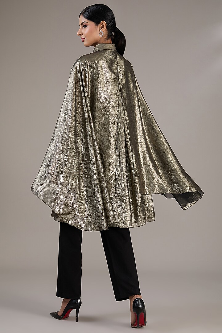 Black Foiled Crinkled Chiffon Embroidered Kaftan by Rohit Gandhi & Rahul Khanna at Pernia's Pop Up Shop
