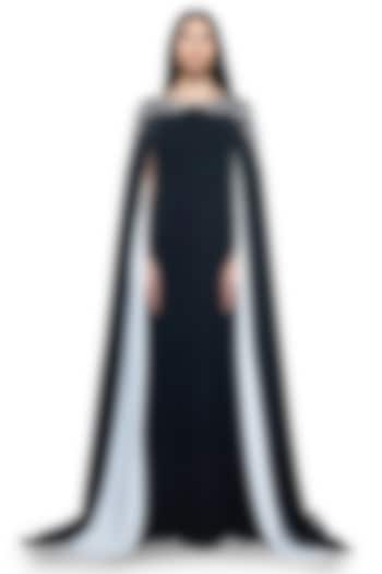 Black Viscose Flowy Beads Embroidered Kaftan Party Wear Dress by Rohit Gandhi & Rahul Khanna at Pernia's Pop Up Shop