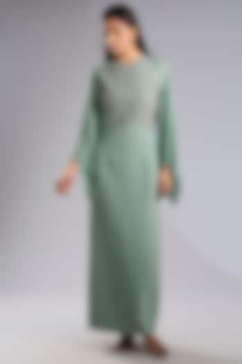 Grey Crepe Maxi Slit Cocktail Dress by Rohit Gandhi & Rahul Khanna at Pernia's Pop Up Shop