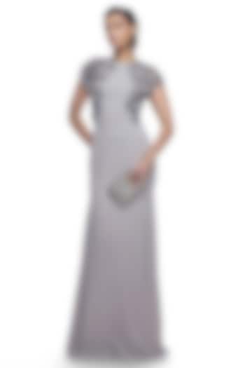 Frosted Pearl White Georgette 3D Embellished Engagement Gown by Rohit Gandhi & Rahul Khanna at Pernia's Pop Up Shop