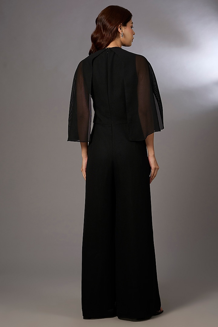 Black Georgette Embellished Jumpsuit by Rohit Gandhi & Rahul Khanna at Pernia's Pop Up Shop