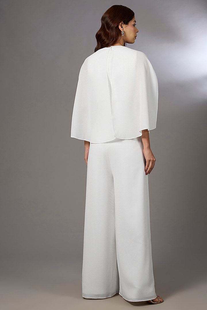 Ivory Georgette Embellished Jumpsuit by Rohit Gandhi & Rahul Khanna at Pernia's Pop Up Shop