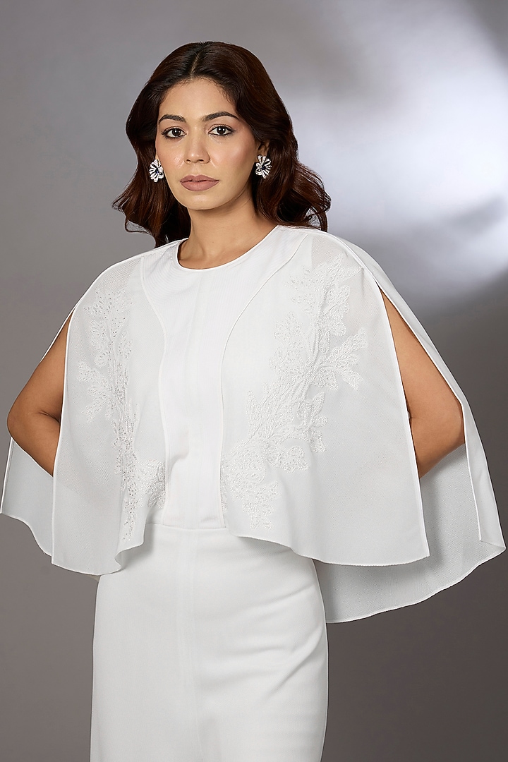 Ivory Georgette Embellished Jumpsuit by Rohit Gandhi & Rahul Khanna at Pernia's Pop Up Shop