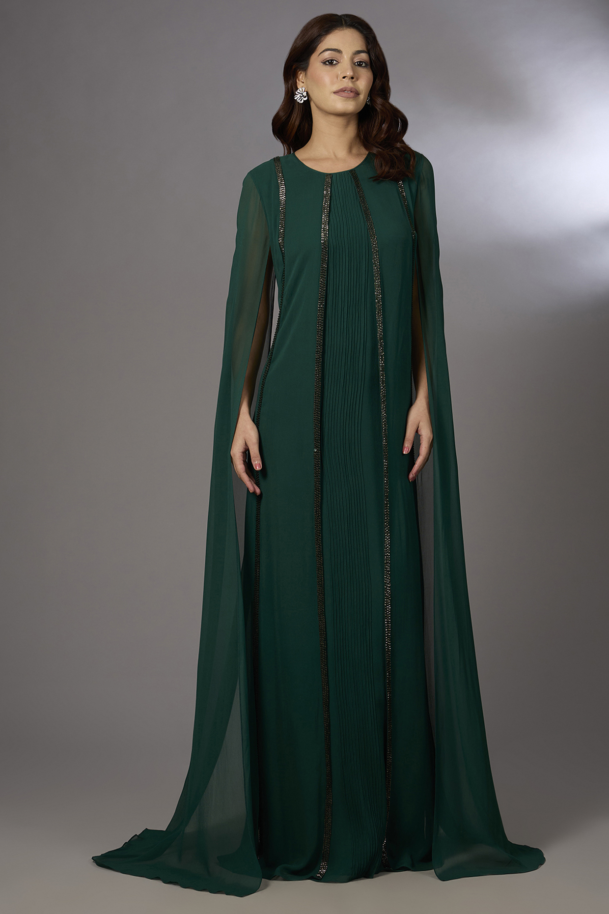 Green Georgette Embellished Kaftan by Rohit Gandhi & Rahul Khanna at Pernia's Pop Up Shop