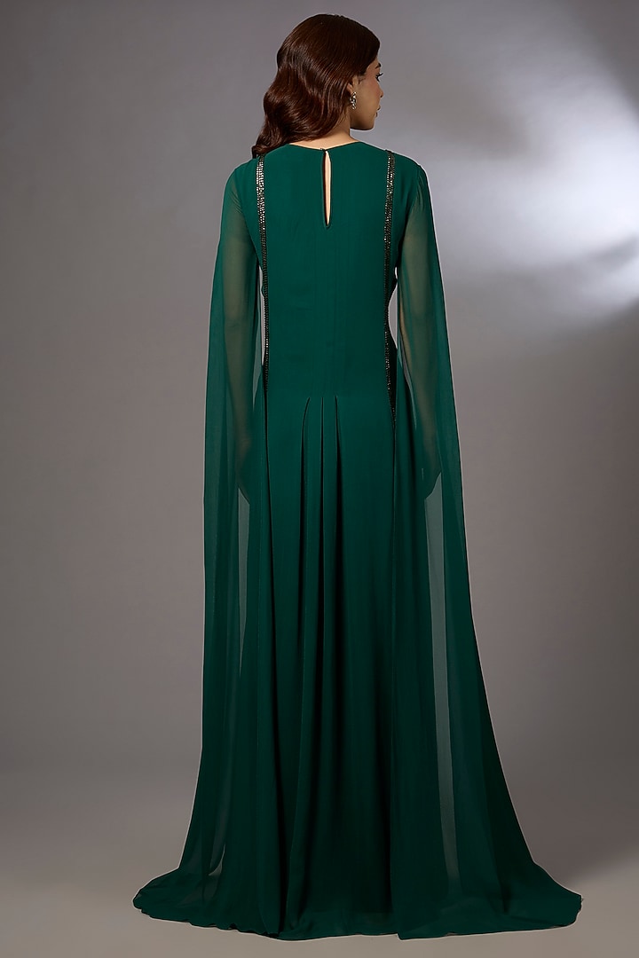 Green Georgette Embellished Kaftan by Rohit Gandhi & Rahul Khanna at Pernia's Pop Up Shop