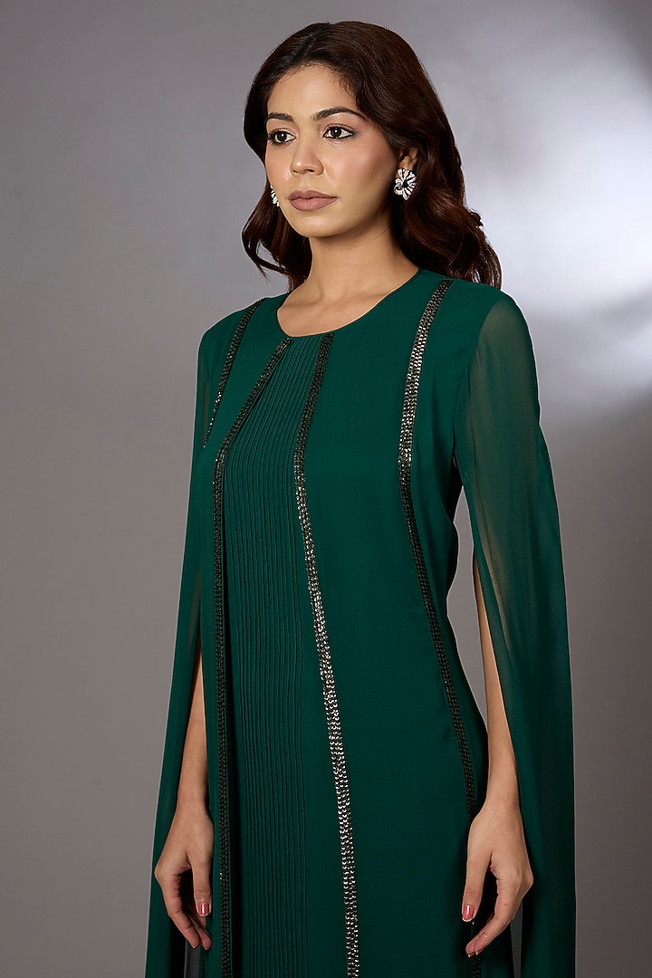 Green Georgette Embellished Kaftan by Rohit Gandhi & Rahul Khanna at Pernia's Pop Up Shop