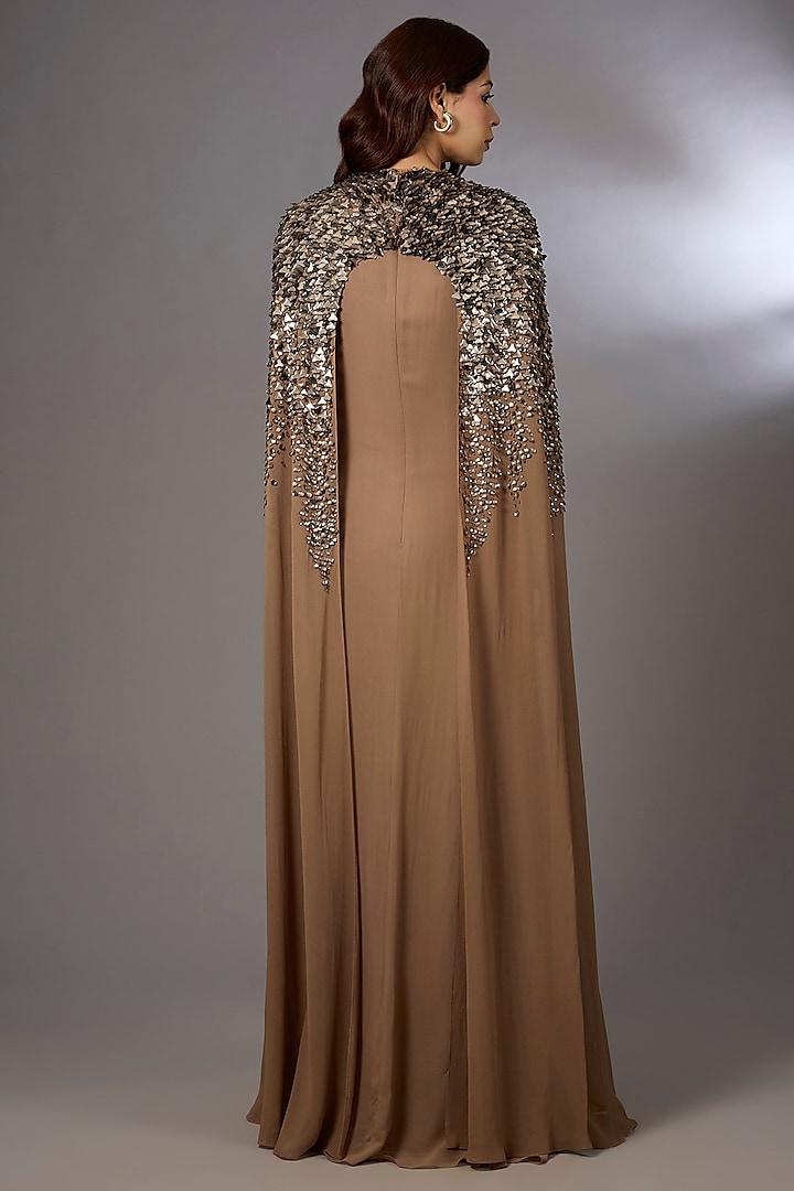 Harvest Gold Georgette 3D Embroidered Kaftan by Rohit Gandhi & Rahul Khanna at Pernia's Pop Up Shop