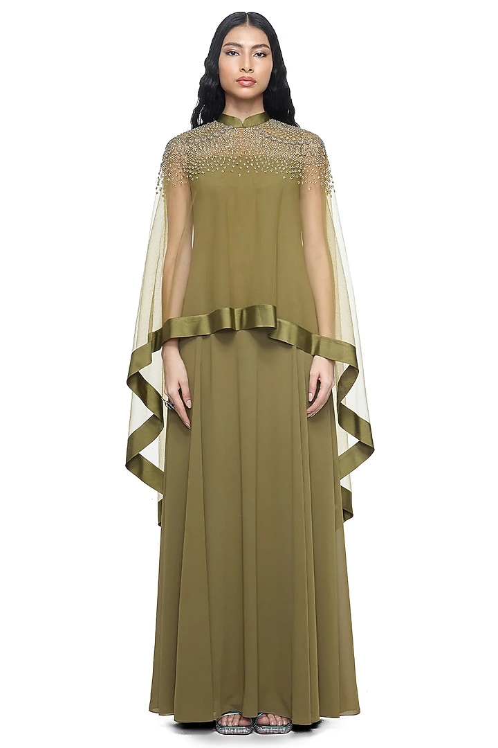 Harvest Gold Chiffon Kaftan by Rohit Gandhi & Rahul Khanna at Pernia's Pop Up Shop