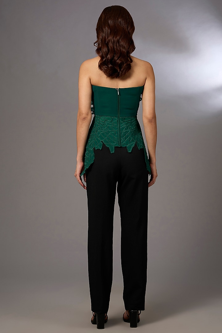 Emerald Nylon 3D Embroidered Strapless Top by Rohit Gandhi & Rahul Khanna at Pernia's Pop Up Shop