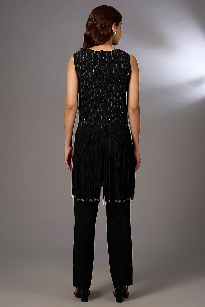 Black Crepe Sleeveless Top by Rohit Gandhi & Rahul Khanna at Pernia's Pop Up Shop