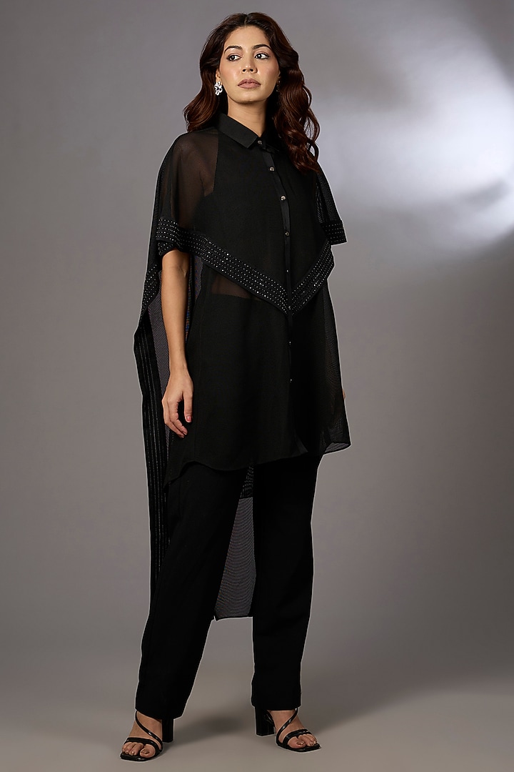Black Mesh Top by Rohit Gandhi & Rahul Khanna at Pernia's Pop Up Shop