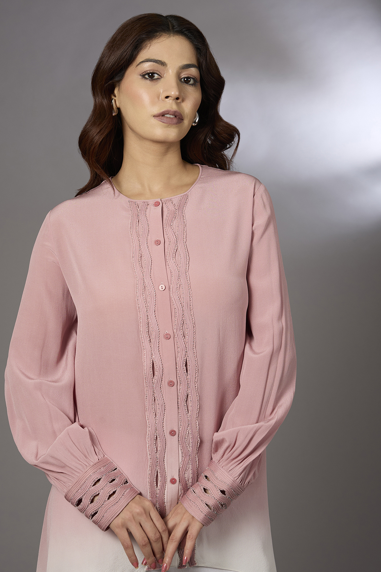 Swiss Rose Viscose Crepe Top by Rohit Gandhi & Rahul Khanna at Pernia's Pop Up Shop
