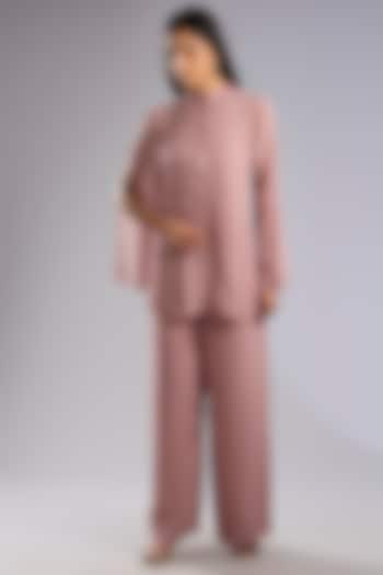 Swiss Rose Pink Georgette Embroidered Co-Ord Set by Rohit Gandhi & Rahul Khanna at Pernia's Pop Up Shop