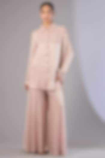 Pink Foil Chiffon Shirt by Rohit Gandhi & Rahul Khanna at Pernia's Pop Up Shop