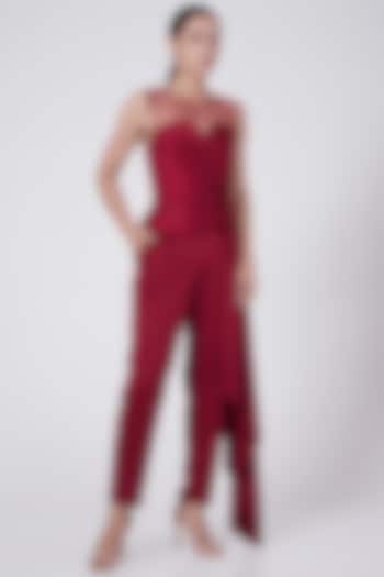 Red Satin Trousers by Rohit Gandhi & Rahul Khanna
