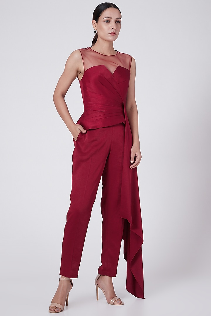Red Satin Trousers by Rohit Gandhi & Rahul Khanna