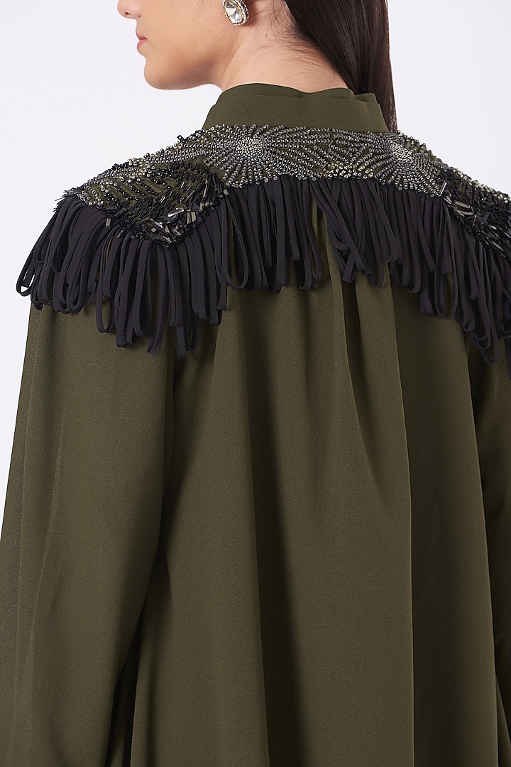 Olive Green Embroidered Top by Rohit Gandhi & Rahul Khanna at Pernia's Pop Up Shop
