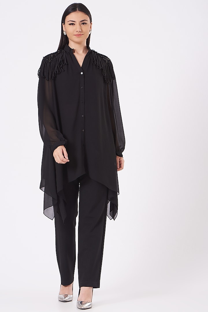 Black Georgette Top by Rohit Gandhi & Rahul Khanna at Pernia's Pop Up Shop