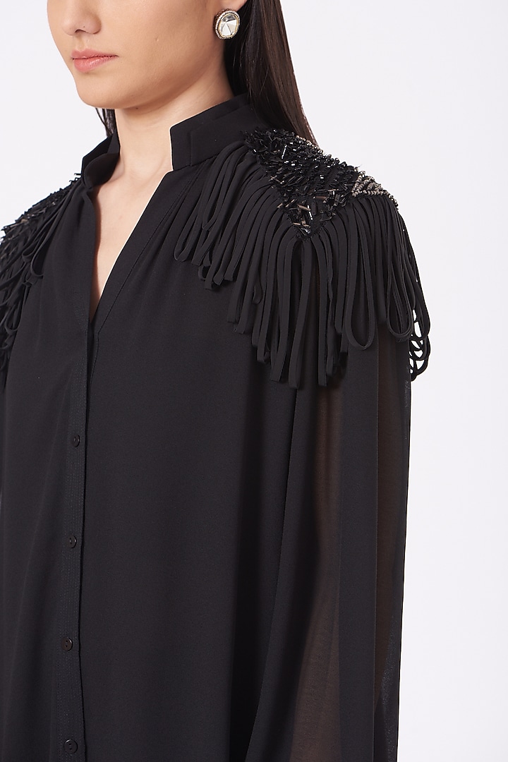 Black Georgette Top by Rohit Gandhi & Rahul Khanna at Pernia's Pop Up Shop