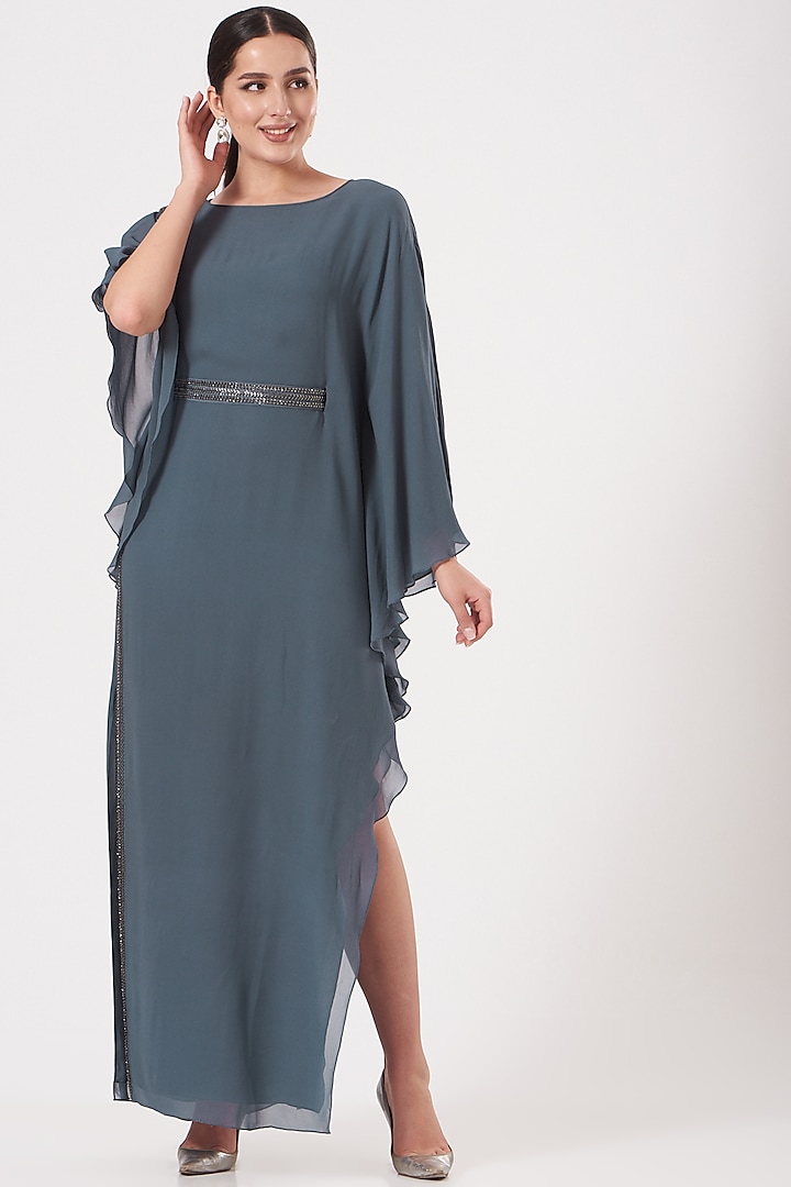 Cloudy Blue Georgette Gown by Rohit Gandhi & Rahul Khanna