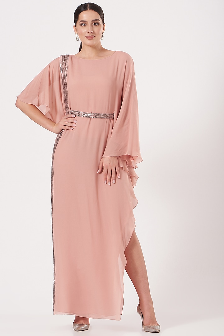 Blush Pink Georgette Gown by Rohit Gandhi & Rahul Khanna