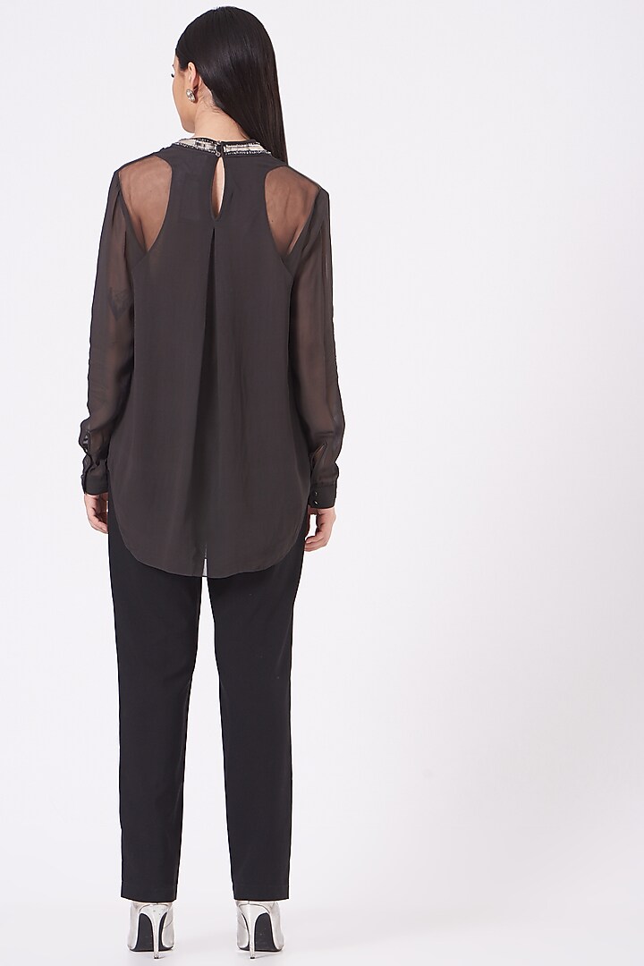 Black Tulle & Georgette Top by Rohit Gandhi & Rahul Khanna at Pernia's Pop Up Shop
