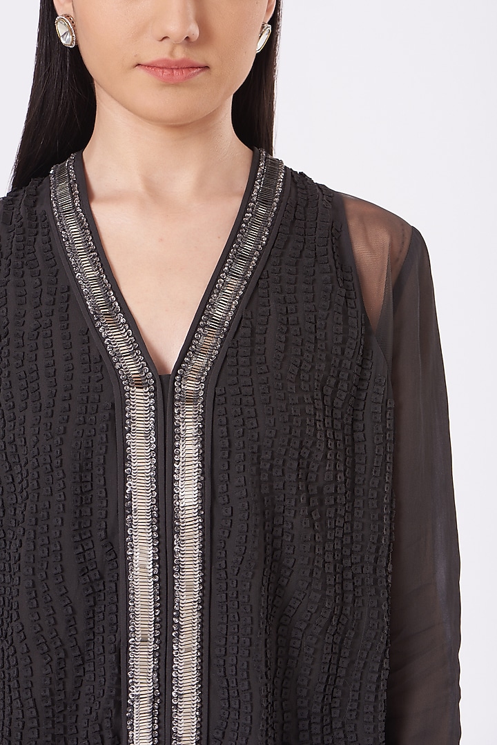 Black Tulle & Georgette Top by Rohit Gandhi & Rahul Khanna at Pernia's Pop Up Shop