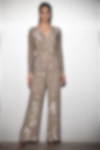 Silver & Gold Embroidered Jumpsuit by Rohit Gandhi & Rahul Khanna