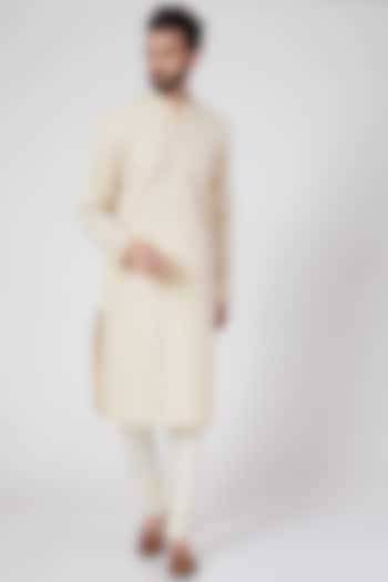 Beige Cotton Kurta Set by Rohit Gandhi & Rahul Khanna Men