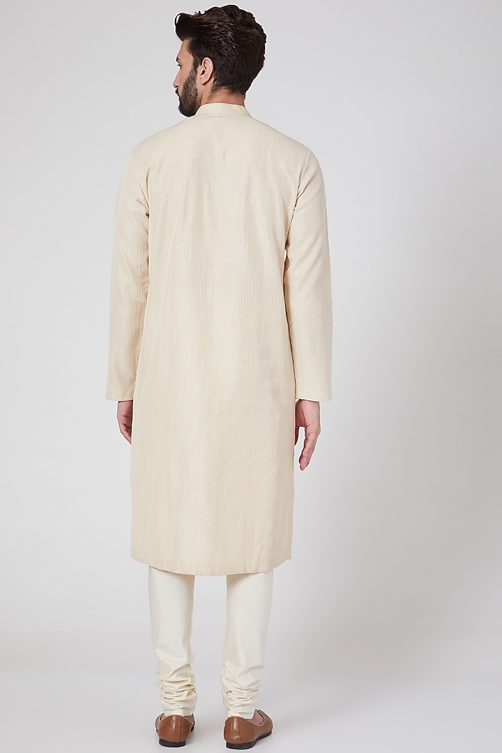 Beige Cotton Kurta Set by Rohit Gandhi & Rahul Khanna Men at Pernia's Pop Up Shop