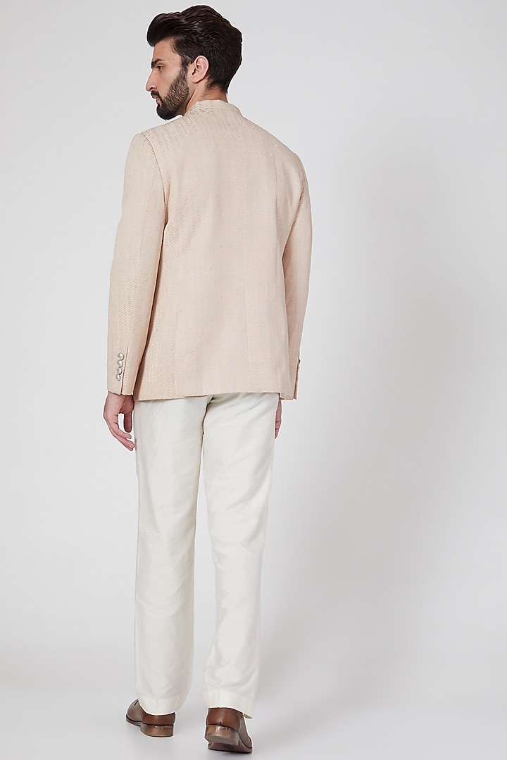 Blush Pink Embroidered Groom Bandhgala by Rohit Gandhi & Rahul Khanna Men at Pernia's Pop Up Shop