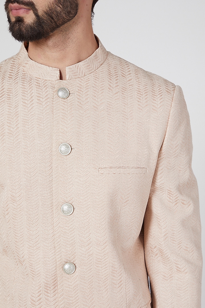 Blush Pink Embroidered Groom Bandhgala by Rohit Gandhi & Rahul Khanna Men at Pernia's Pop Up Shop