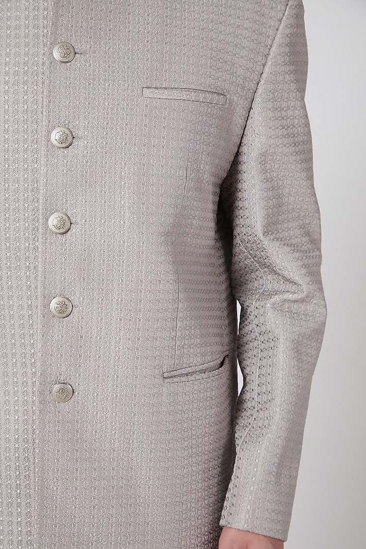Grey Embroidered Groom Bandhgala by Rohit Gandhi & Rahul Khanna Men at Pernia's Pop Up Shop