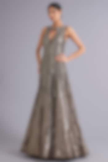 Lilac Grey Tulle Sequins Embellished Bridal Gown by Rohit Gandhi & Rahul Khanna at Pernia's Pop Up Shop
