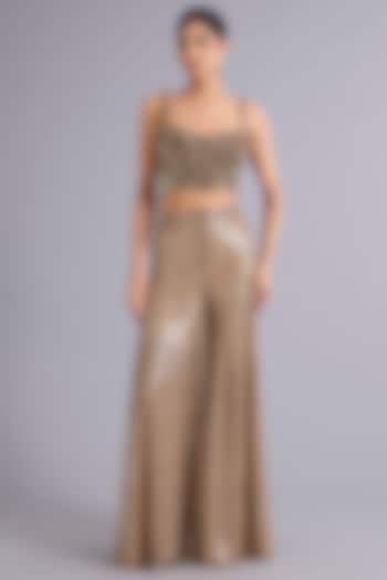 Gold Tulle Sequins Embellished Co-Ord Set by Rohit Gandhi & Rahul Khanna at Pernia's Pop Up Shop