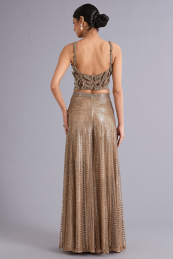 Gold Tulle Sequins Embellished Co-Ord Set by Rohit Gandhi & Rahul Khanna at Pernia's Pop Up Shop