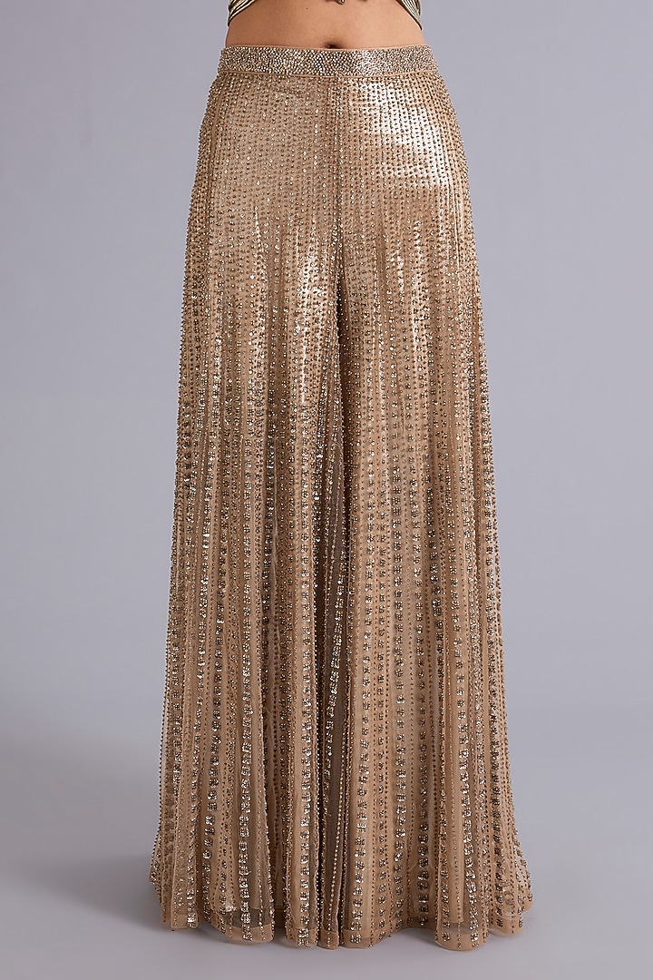 Gold Tulle Sequins Embellished Co-Ord Set by Rohit Gandhi & Rahul Khanna at Pernia's Pop Up Shop