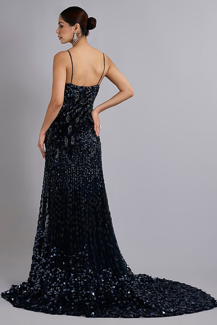 Midnight Blue Tulle Bridal Gown by Rohit Gandhi & Rahul Khanna at Pernia's Pop Up Shop