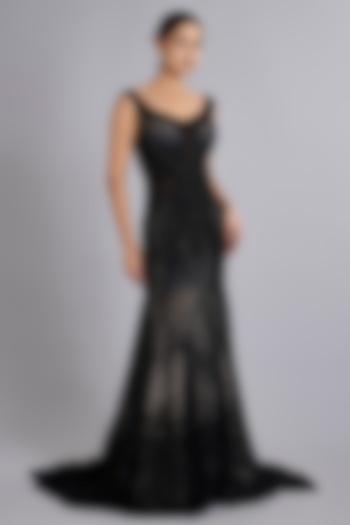 Black Tulle Bead Work Bridal Gown by Rohit Gandhi & Rahul Khanna at Pernia's Pop Up Shop