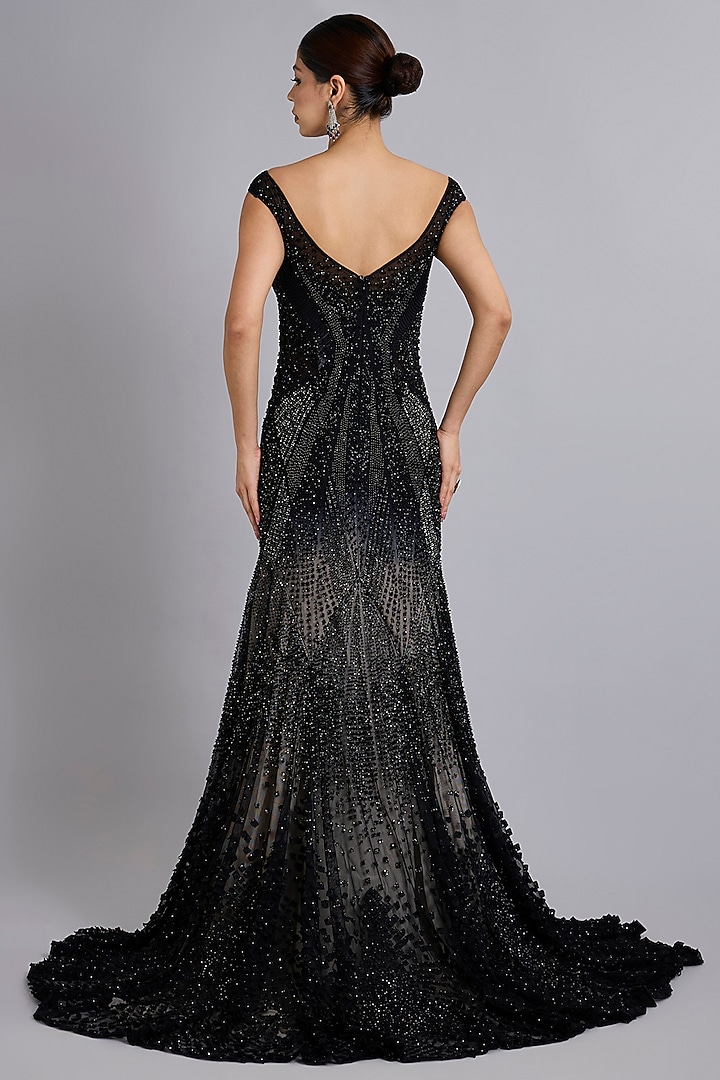 Black Tulle Bead Work Bridal Gown by Rohit Gandhi & Rahul Khanna at Pernia's Pop Up Shop