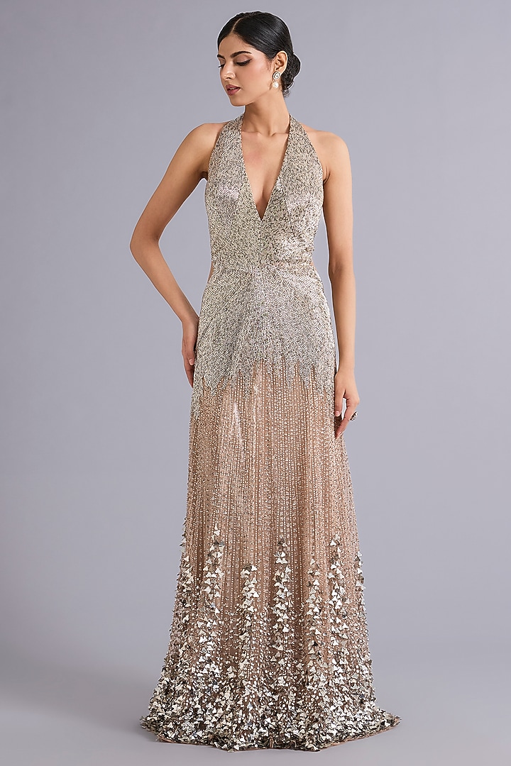 Vintage Rose Tulle Sequins Embroidered A-Line Bridal Gown by Rohit Gandhi & Rahul Khanna at Pernia's Pop Up Shop