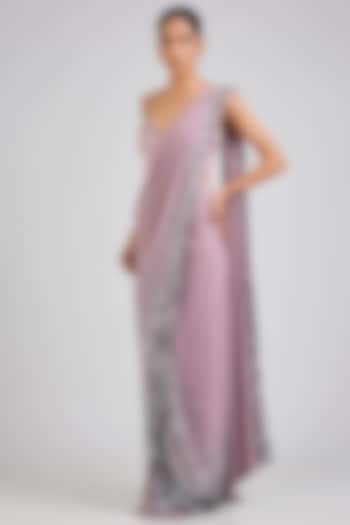 Light Pink Georgette Sequin Embroidered Draped Reception Saree Set by Rohit Gandhi & Rahul Khanna at Pernia's Pop Up Shop