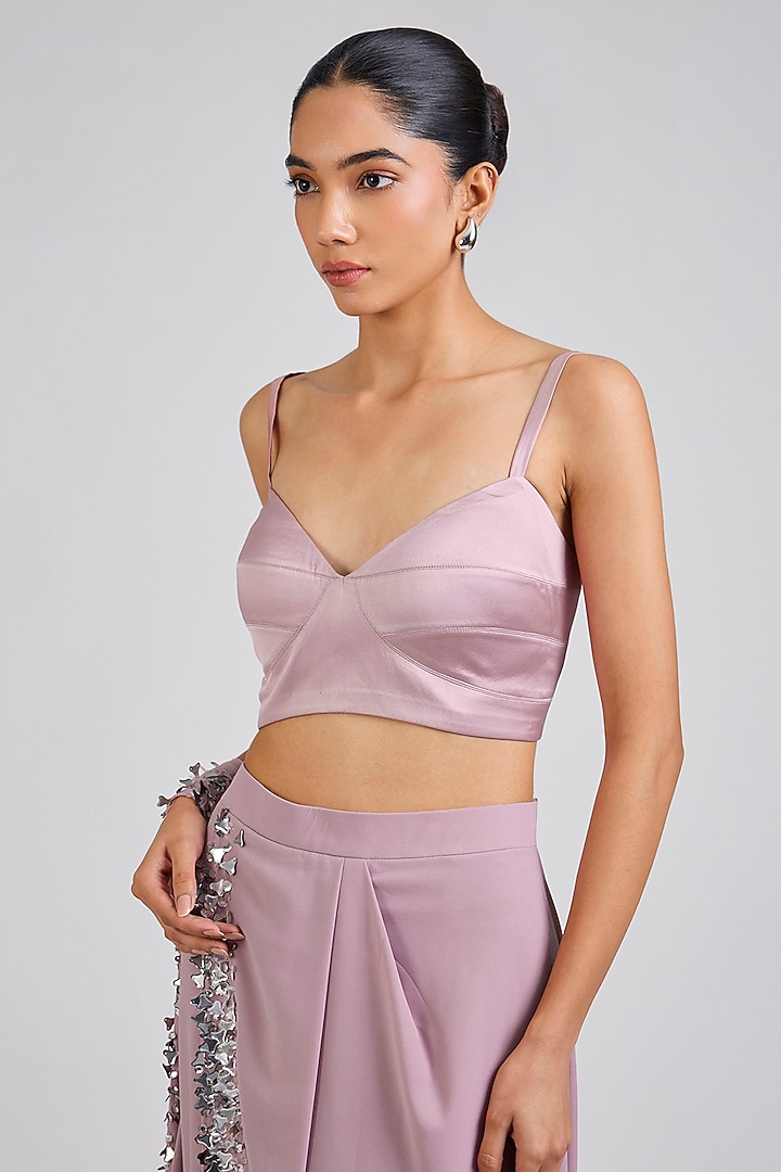 Light Pink Georgette Sequin Embroidered Draped Reception Saree Set by Rohit Gandhi & Rahul Khanna at Pernia's Pop Up Shop