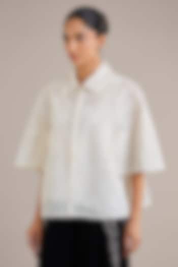 Ivory Viscose Flat Chiffon Sheer Shirt by Rohit Gandhi & Rahul Khanna at Pernia's Pop Up Shop