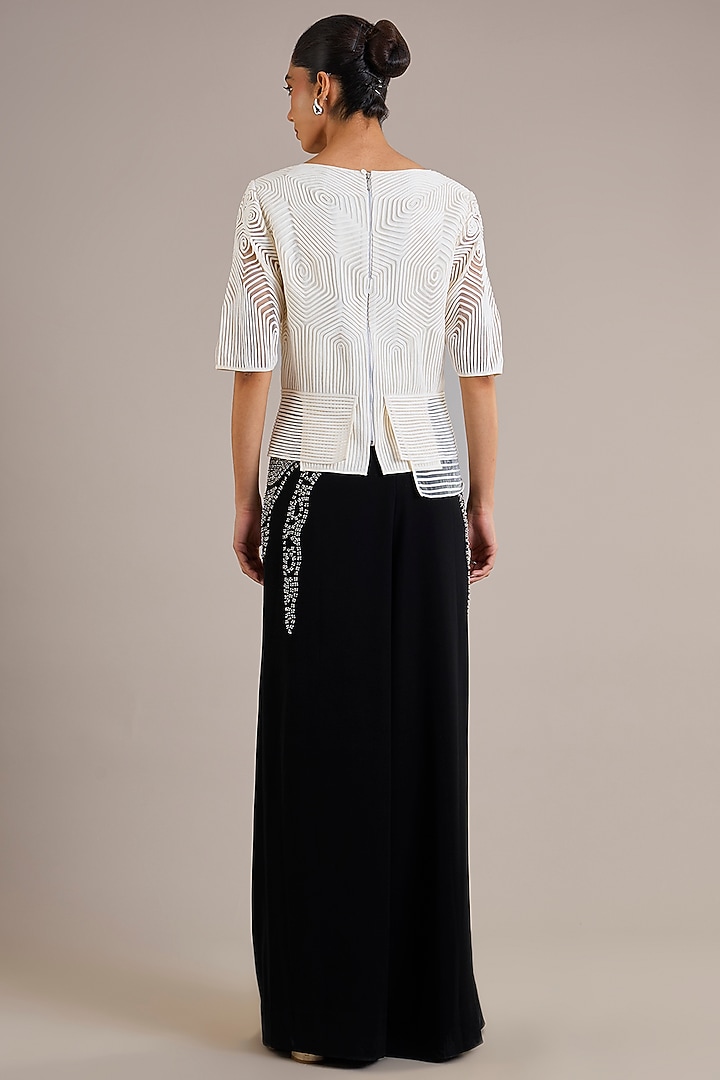 Ivory Viscose Flat Chiffon Asymmetrical Top by Rohit Gandhi & Rahul Khanna at Pernia's Pop Up Shop
