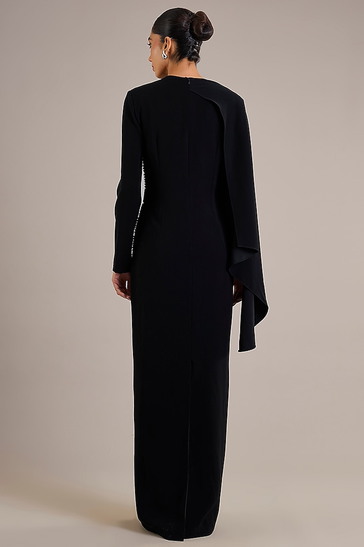 Black Suiting Draped Sculpted Party Wear Dress by Rohit Gandhi & Rahul Khanna at Pernia's Pop Up Shop