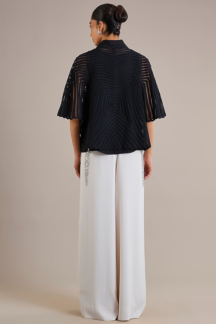 Ivory Crepe Wide-Leg Pants by Rohit Gandhi & Rahul Khanna at Pernia's Pop Up Shop