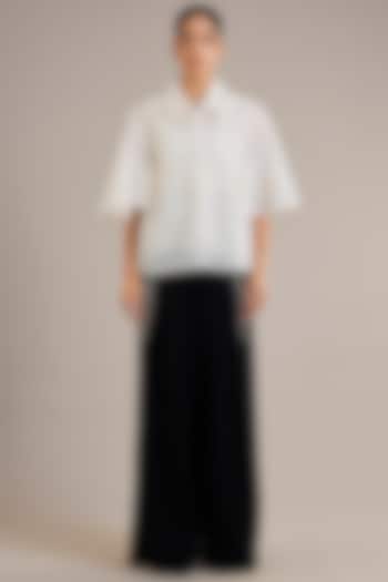 Black Crepe Wide-Leg Pants by Rohit Gandhi & Rahul Khanna at Pernia's Pop Up Shop