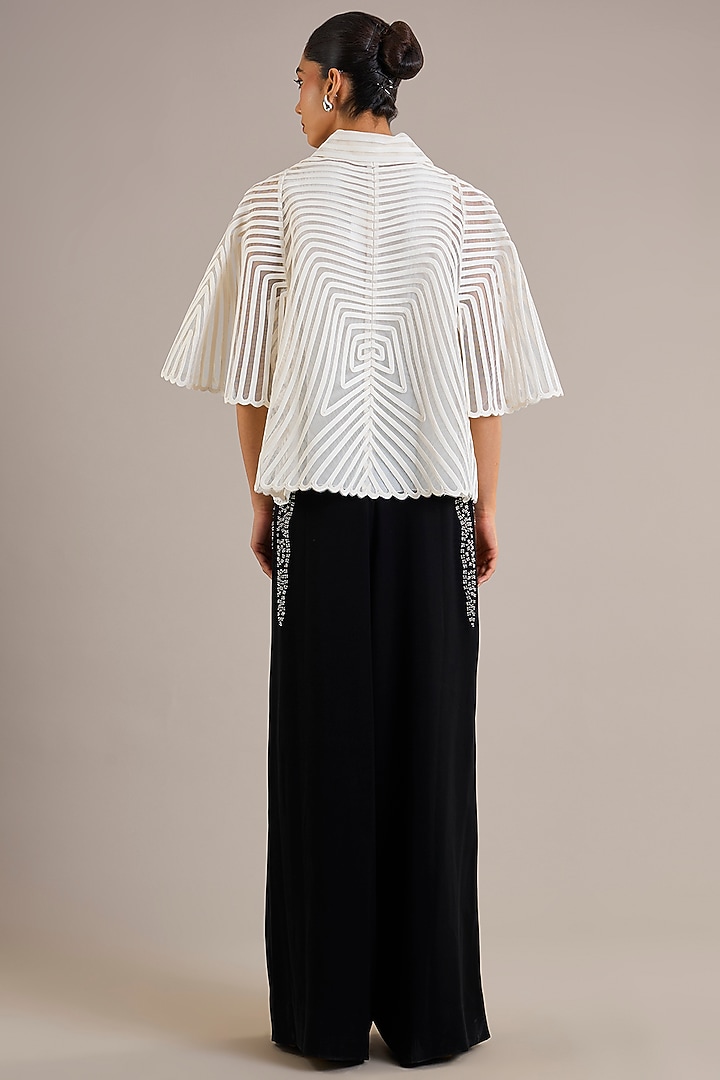 Black Crepe Wide-Leg Pants by Rohit Gandhi & Rahul Khanna at Pernia's Pop Up Shop