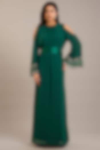 Emerald Georgette Embellished Kaftan by Rohit Gandhi & Rahul Khanna at Pernia's Pop Up Shop